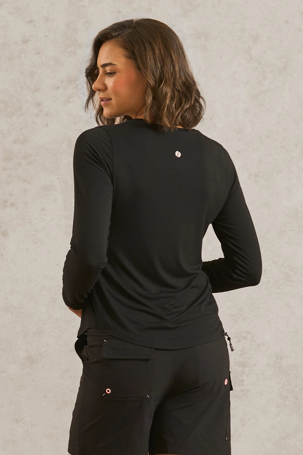 On The Go Bamboo Long Sleeve Tee - Black