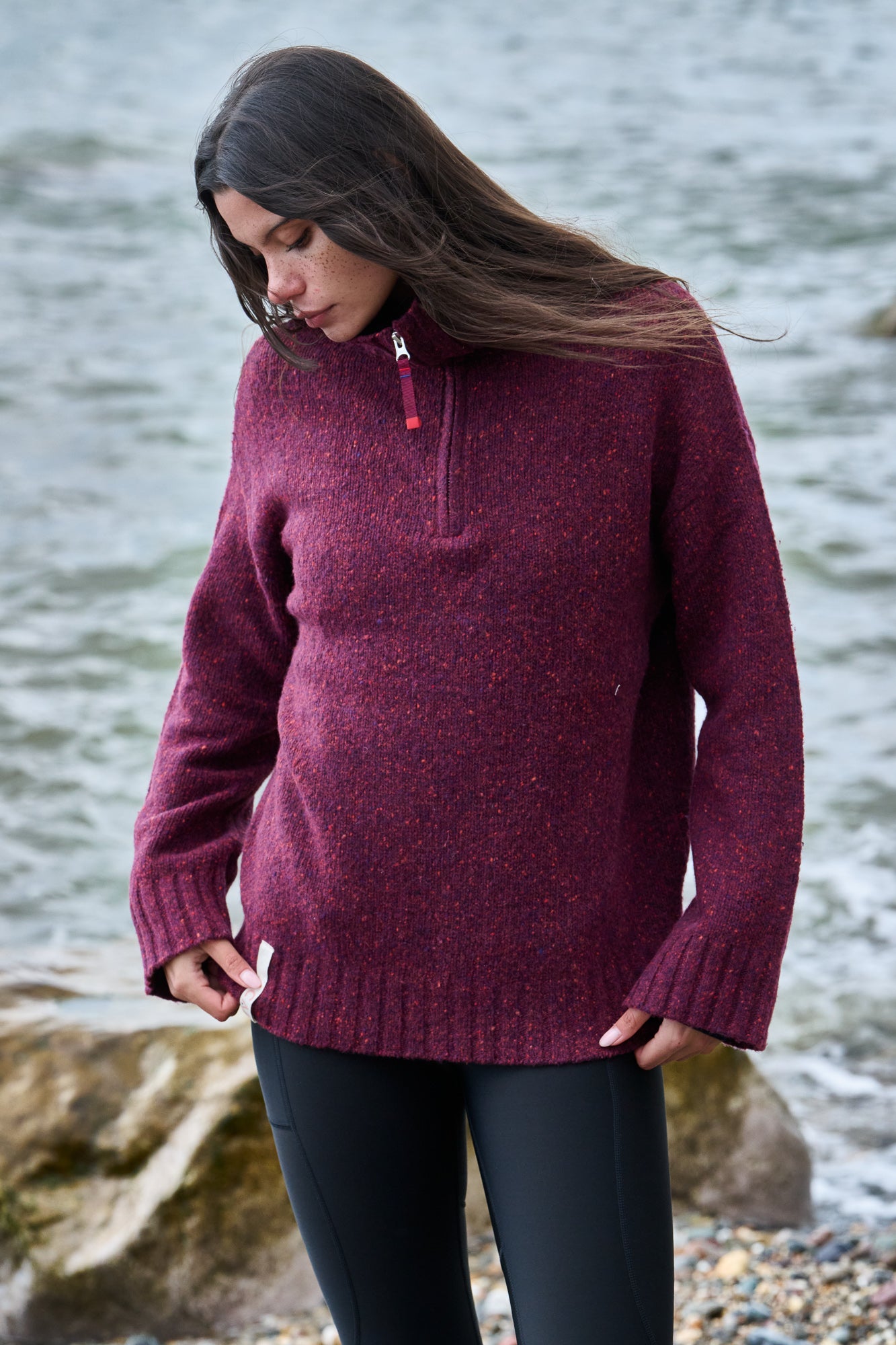 Wildwood Quarter Zip Knitted Jumper - Cabernet