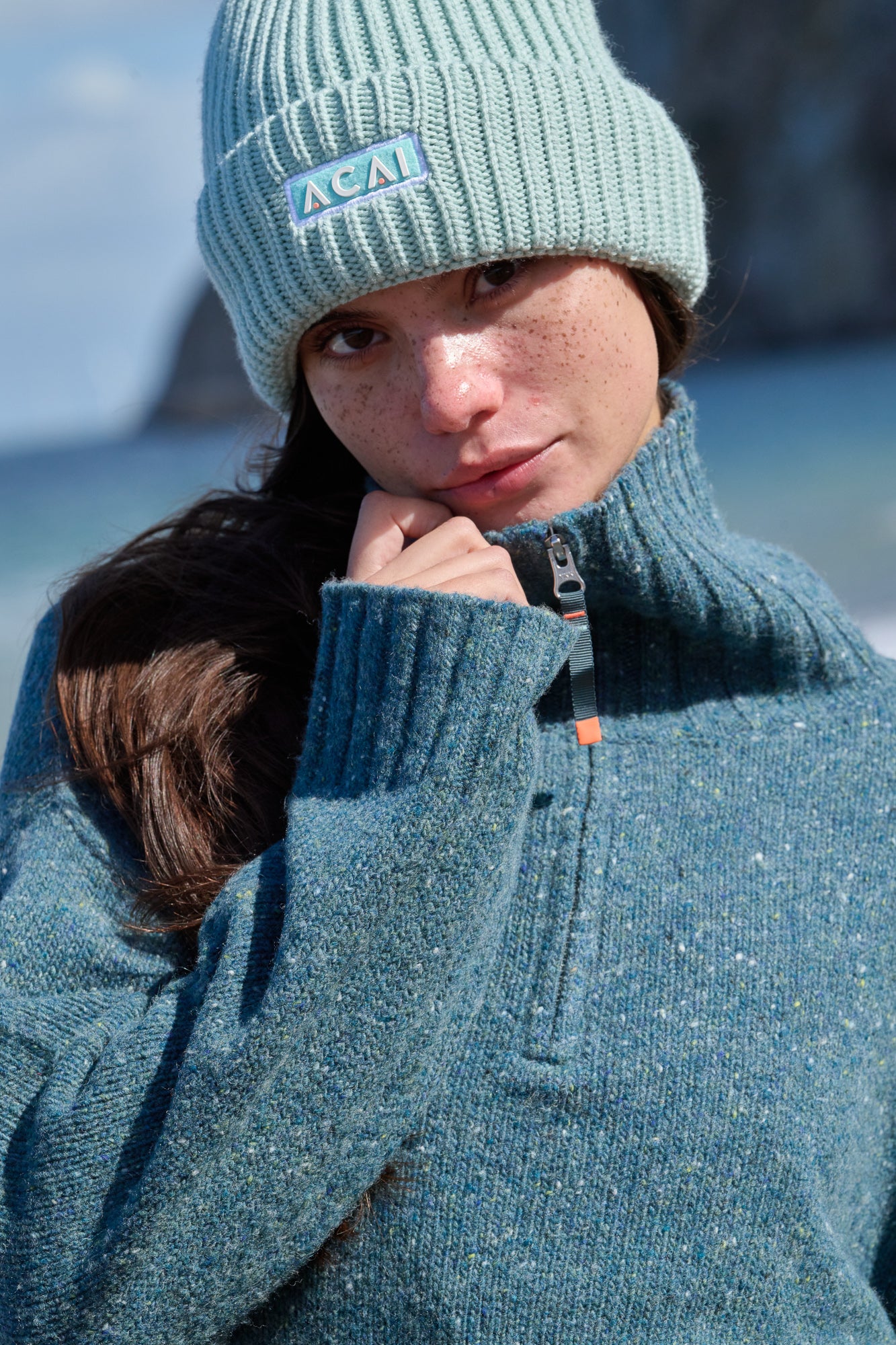 Wildwood Quarter Zip Knitted Jumper - Wild Fern