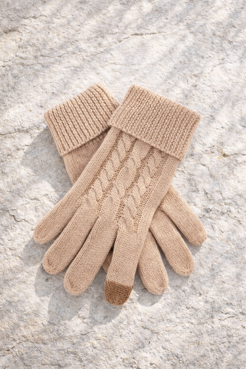 SALSATION サルセーション Net Knit-Gloves Angora Womens Merino Wool Knitted Gloves Almond | ACAI