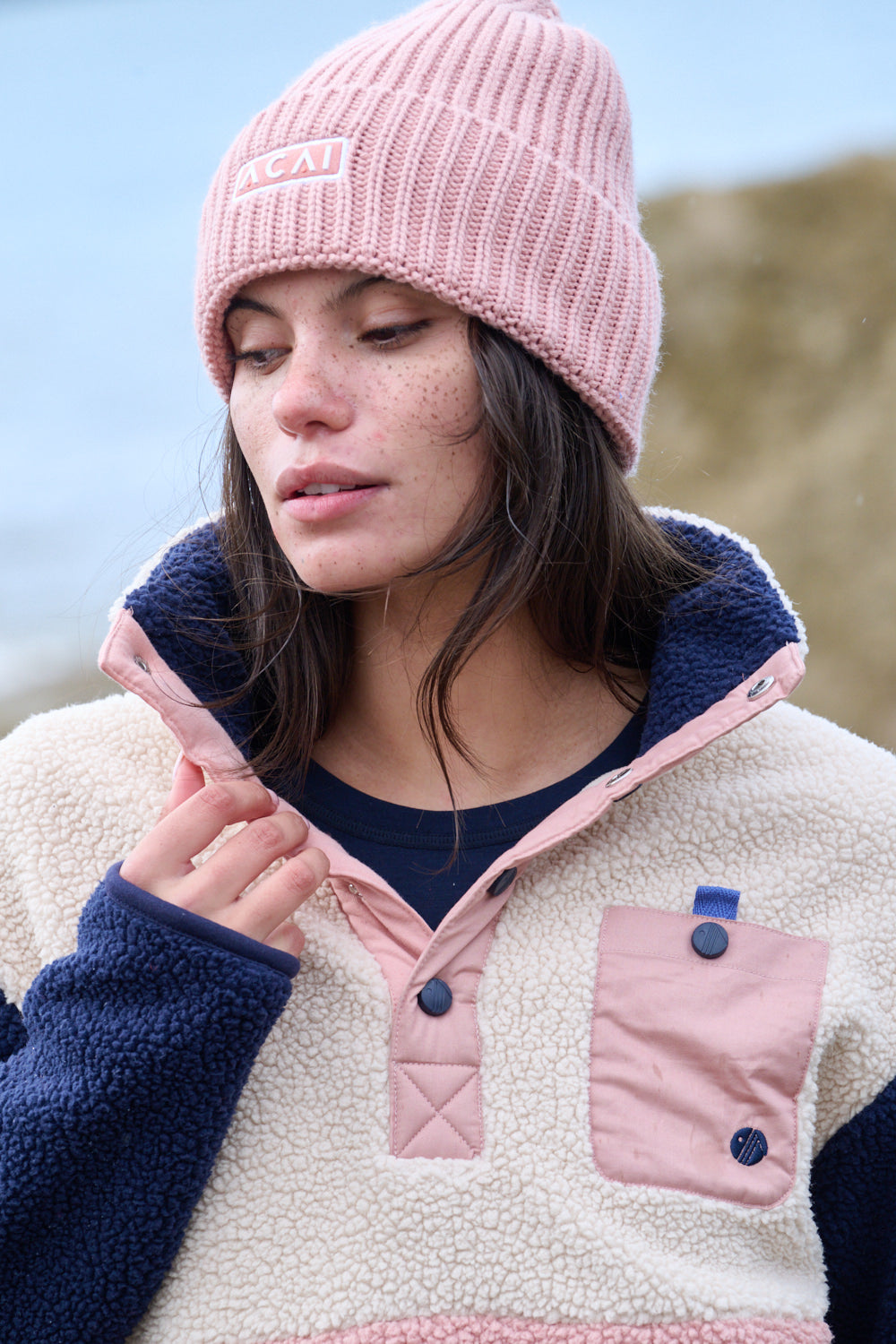 Merino Wool Beanie - Dusky Pink