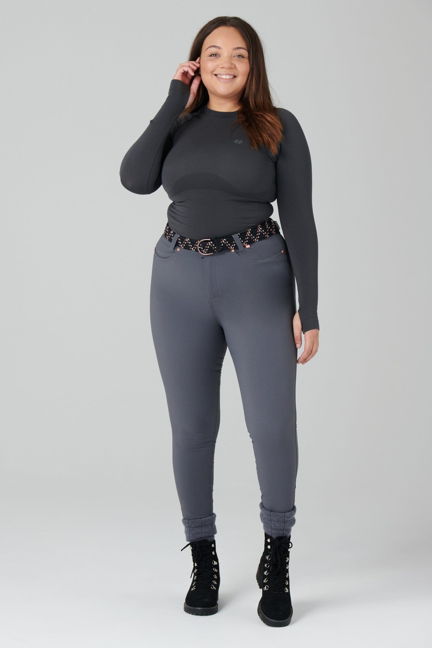 Womens grey hot sale stretch trousers