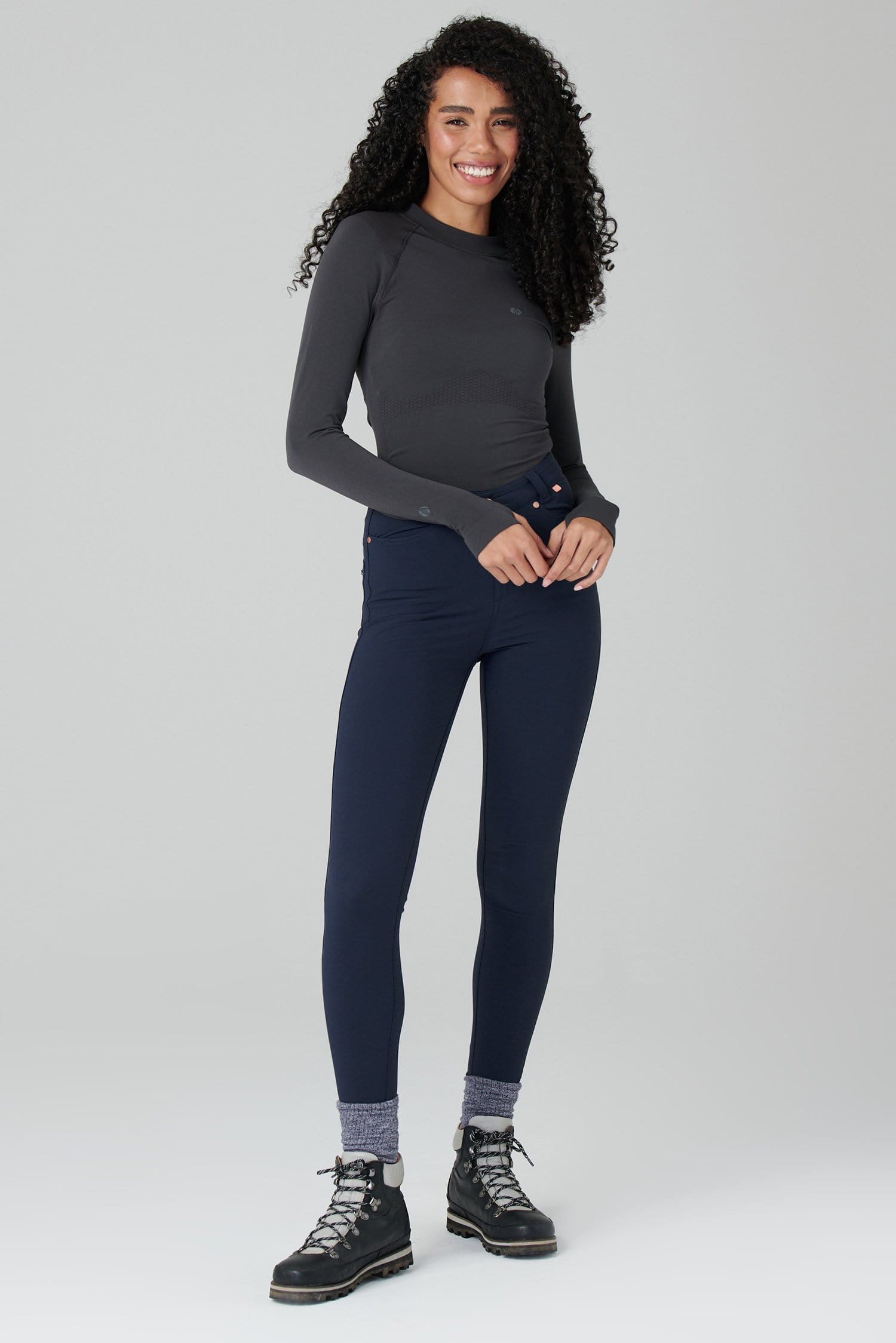 Thermal Skinny Outdoor Trousers Deep Navy Fleece Lined