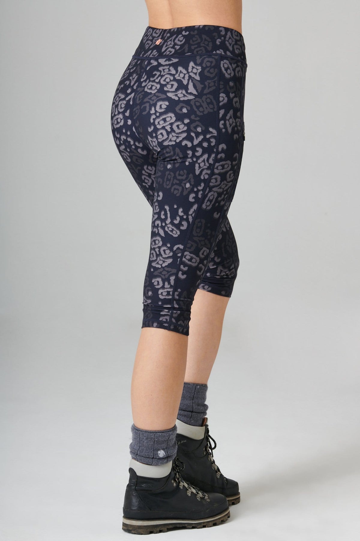 The Recycled Outdoor Capri Leggings - Navy Wild Print Leggings  