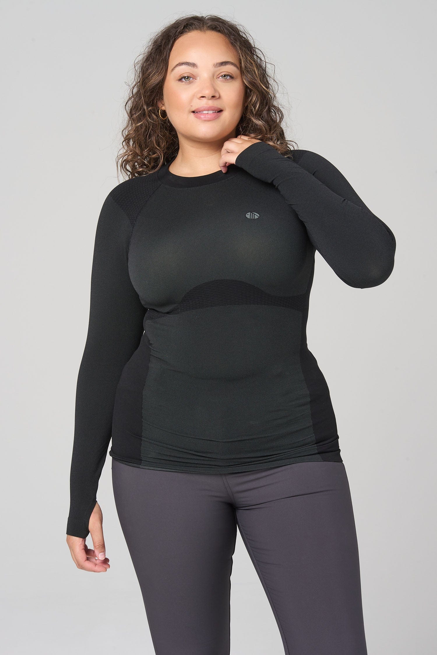 Thermal Seamless Base Layer Top Black ACAI