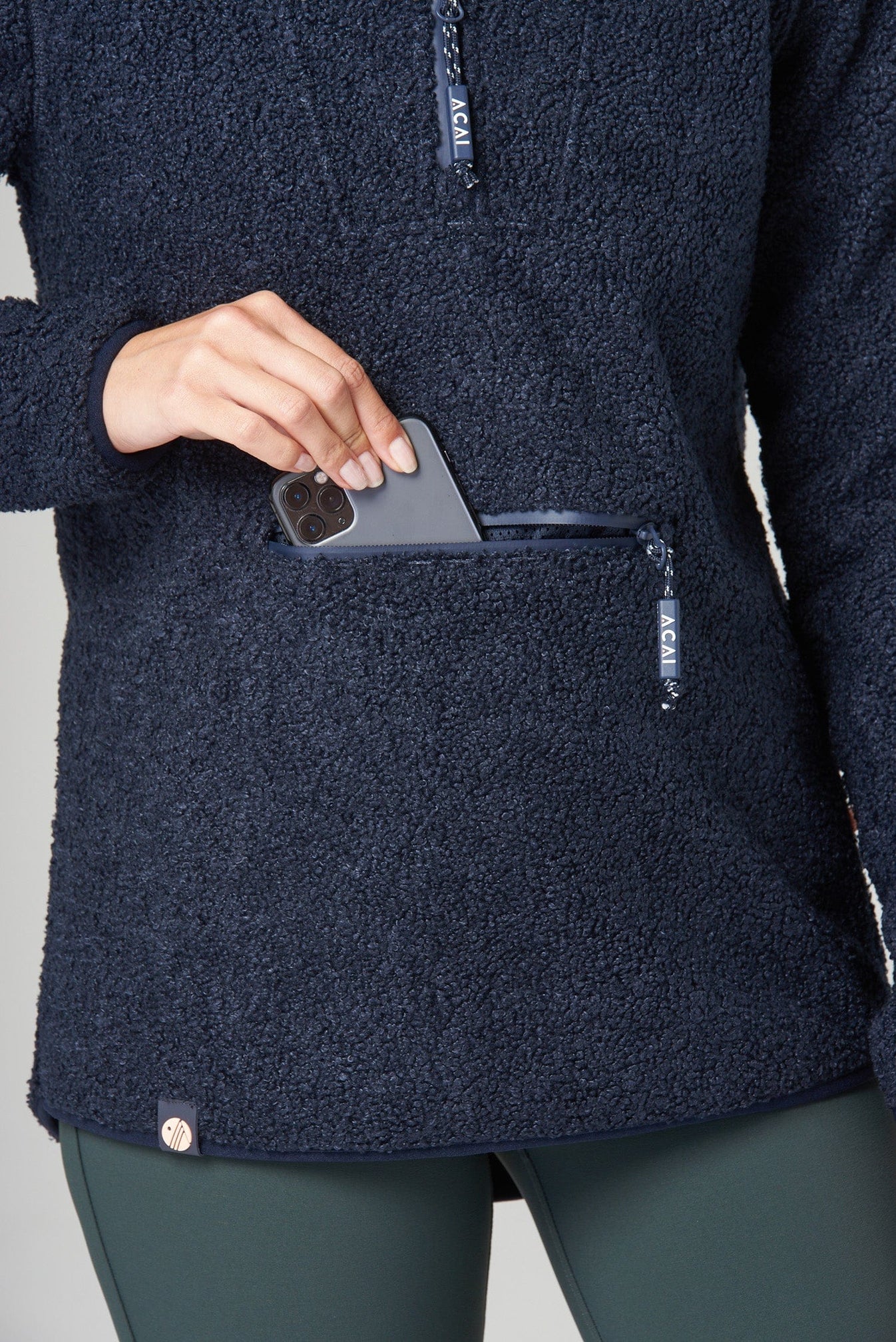 Windproof Fleece Hoodie Deep Navy