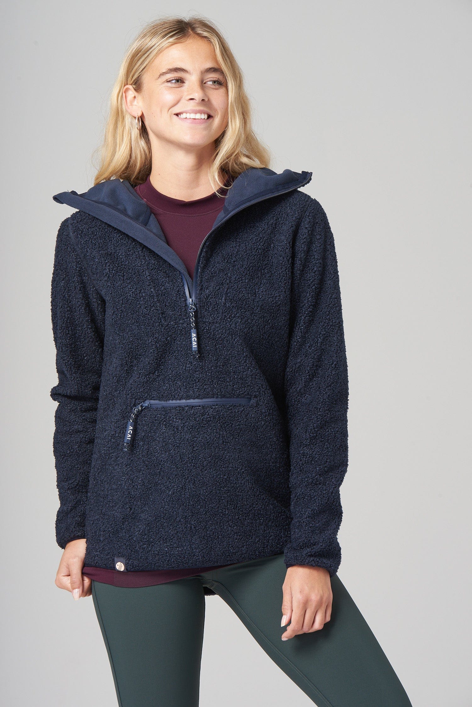 Windproof Fleece Hoodie - Deep Navy Sweatshirt  
