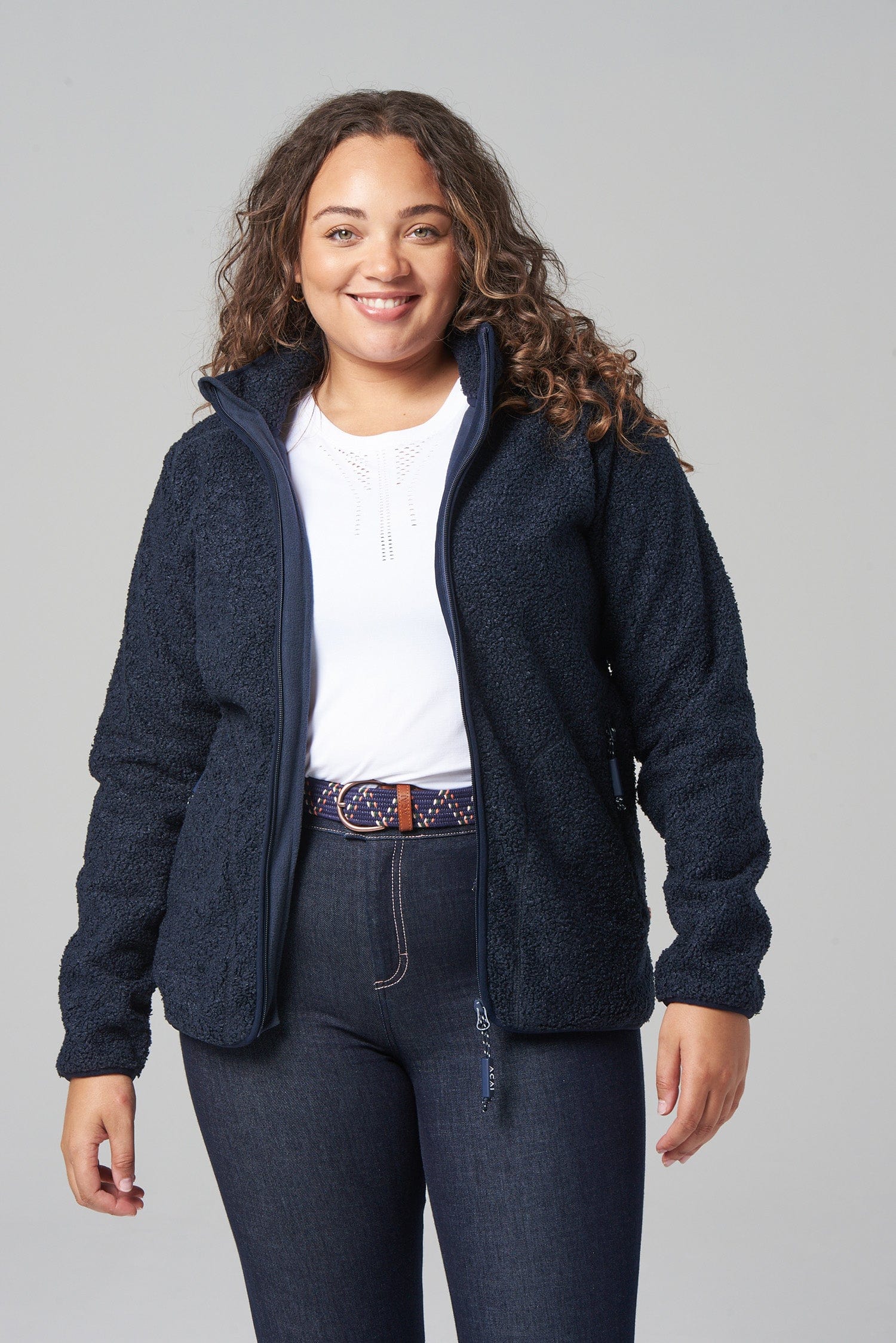 Womens navy fleece online full zip